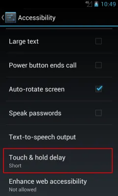 Property Touch and hold delay